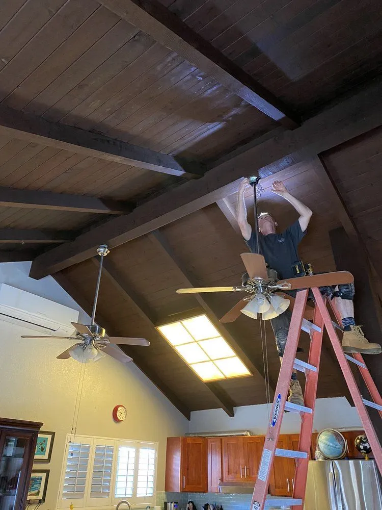 Ceiling fan installation in a Hawaii lanai by Sparky and Sons